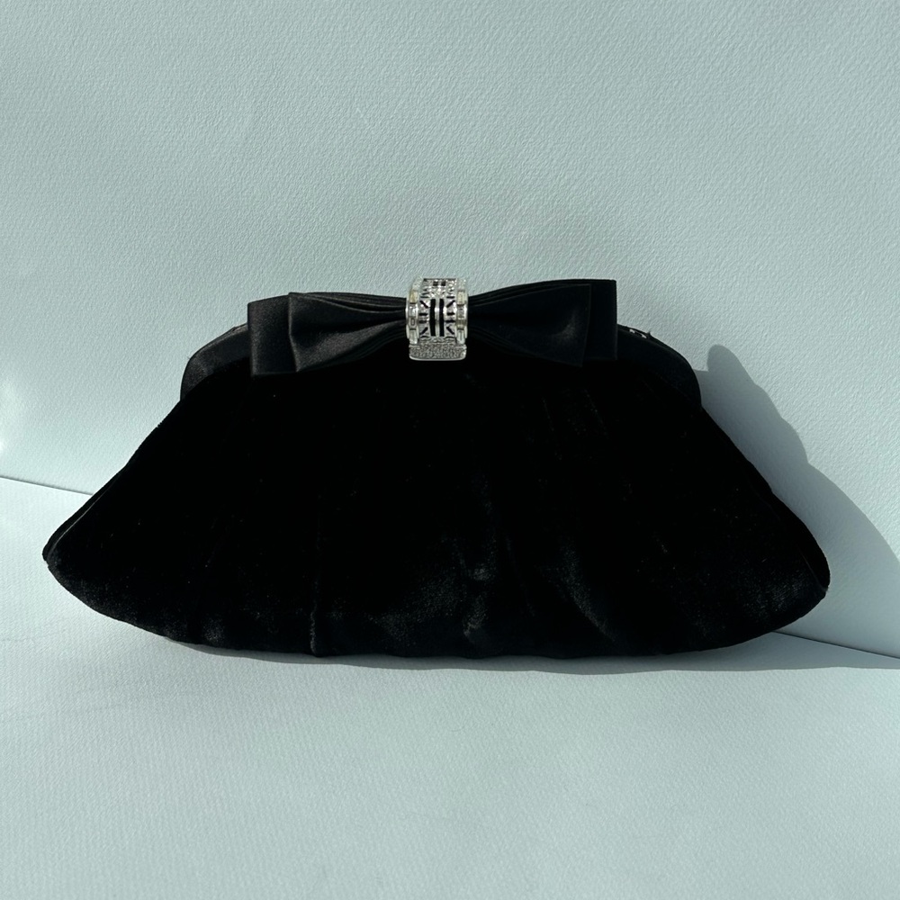Vintage Judith Leiber Black Clutch with Bow Accent